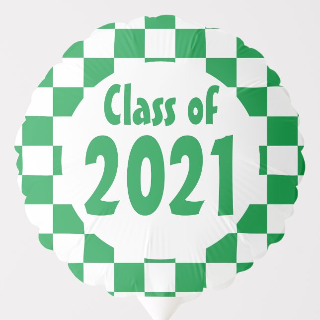 Class of 2024 Green White Checkerboard Balloon (Front)