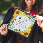 Class of 2024 Greenery Eucalyptus Sunflowers Graduation Cap Topper<br><div class="desc">Class of 2023 Burgundy Navy Blue Floral Classy Graduation Hat. For further customization,  please use our design tool to modify this template.</div>