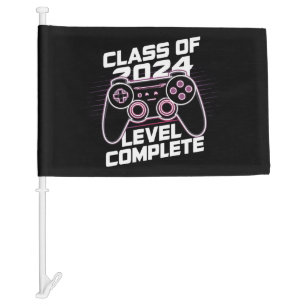 Class Of 2024 Level Complete Senior Graduation Car Flag