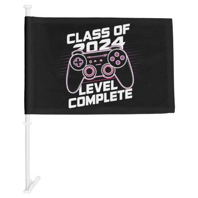 Class Of 2024 Level Complete Senior Graduation Car Flag (Front)
