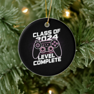 Class Of 2024 Level Complete Senior Graduation Ceramic Ornament