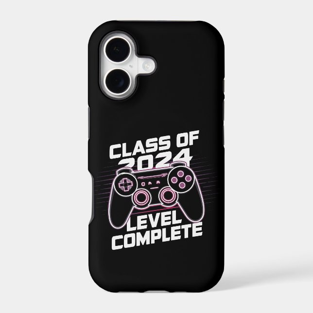 Class Of 2024 Level Complete Senior Graduation Iphone Case (Back)