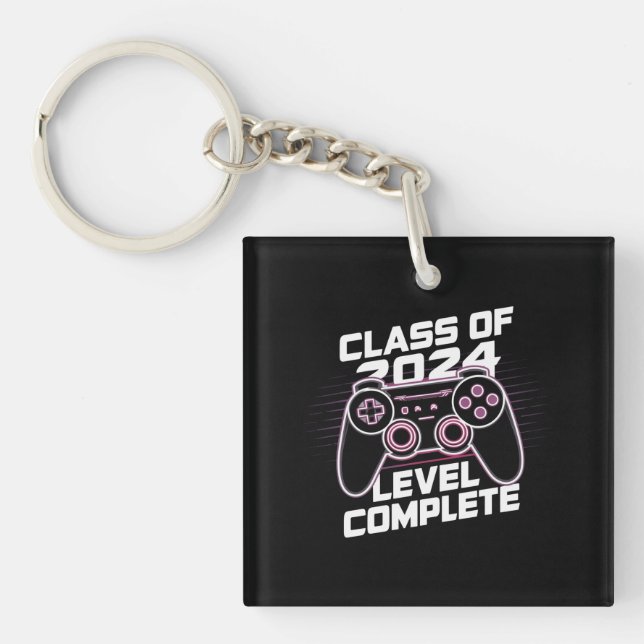 Class Of 2024 Level Complete Senior Graduation Keychain (Front)