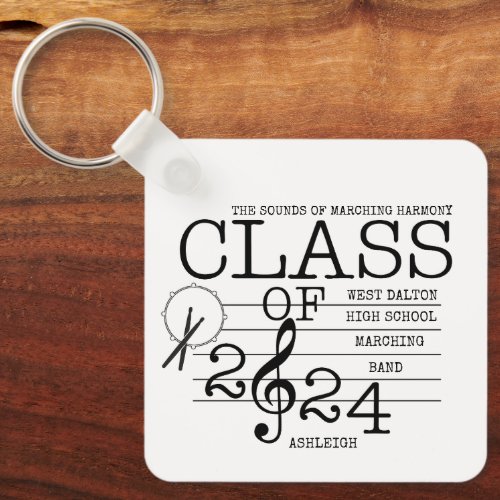 Class of 2024 Marching Band DRUM Inspirational Keychain