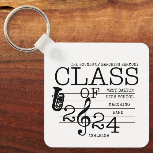 Class of 2024 Marching Band TUBA Inspirational Keychain