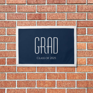 Class of 2024 Minimalist Graduation Blue White Pennant