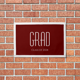 Class of 2024 Minimalist Graduation Red Pennant