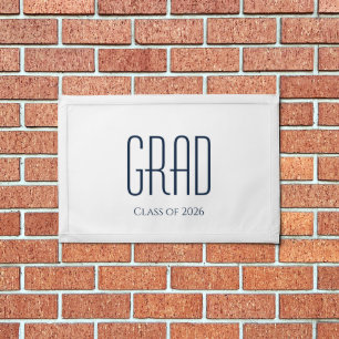 Class of 2024 Minimalist Graduation White Blue Pennant