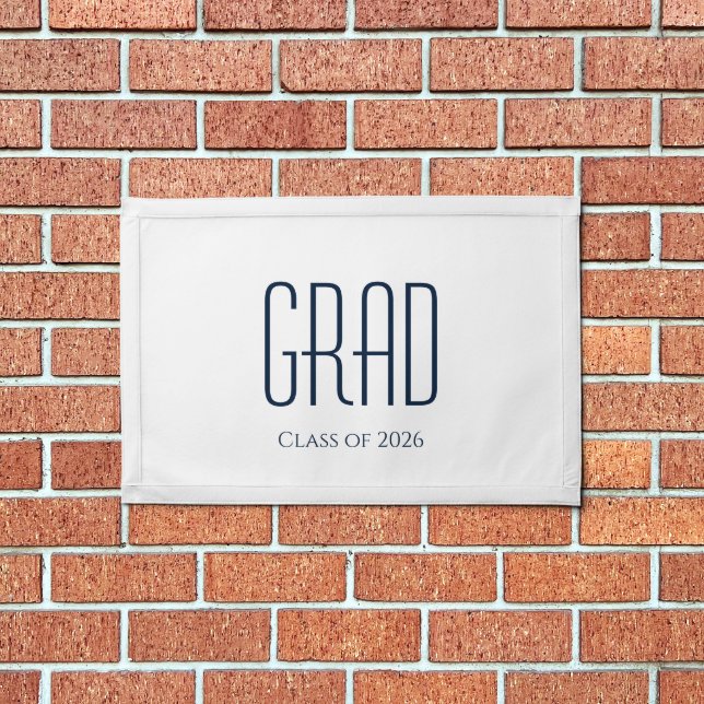 Class of 2024 Minimalist Graduation White Blue Pennant (Insitu 1)