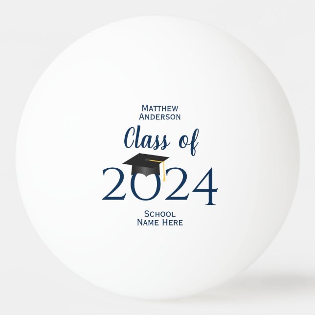 Class of 2024 Minimalist Typography Graduation Ping Pong Ball (Front)