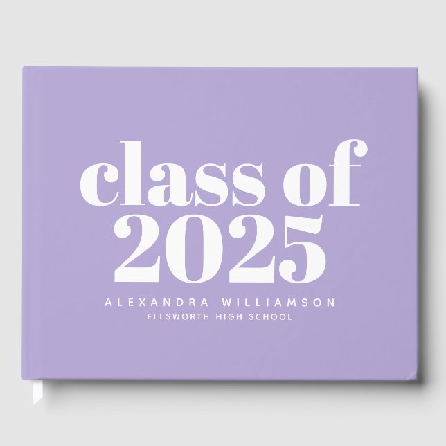 Class of 2024 Modern Lavender Personalized Guest Book (Front)