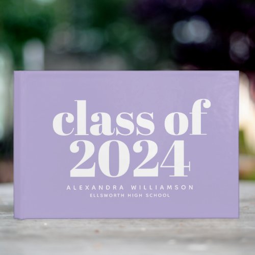 Class of 2024 Modern Lavender Personalized Guest Book