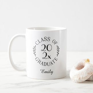 Class of 2024 Name Black Typography Graduation Coffee Mug