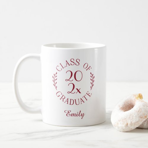 Class of 2024 Name Burgundy Typography Graduation Coffee Mug