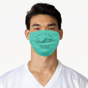 Class of 2024 Name Graduation Teal Adult Cloth Face Mask