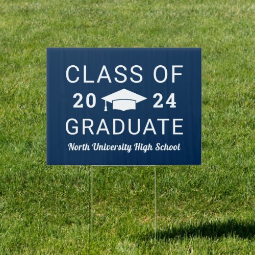 Class of 2024 Navy Blue High School Graduate Sign