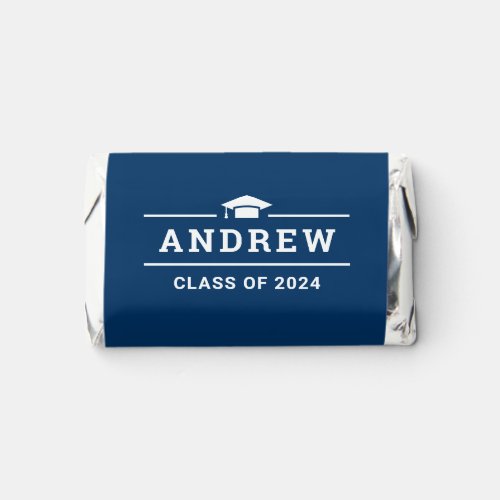 Class of 2024 Navy Blue Personalized Graduate Name Hersheys Miniatures