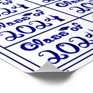 Class of 2024 Navy Blue Shiny Fabric Font Tags Poster
