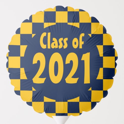 Class of 2024 Navy Gold Checkerboard Balloon