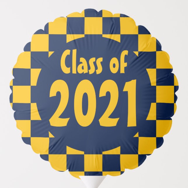 Class of 2024 Navy Gold Checkerboard Balloon (Back)
