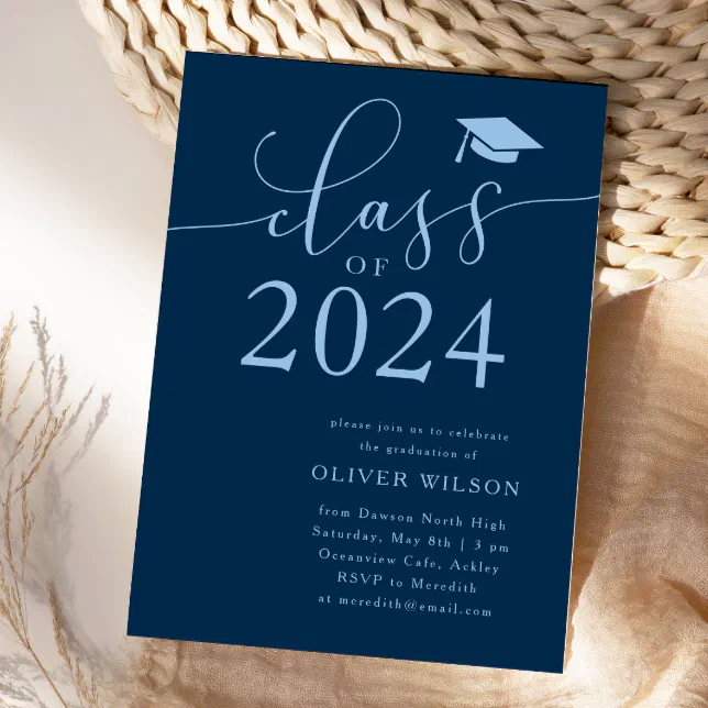 Class of 2024 Navy Graduation Party Invitation | Zazzle