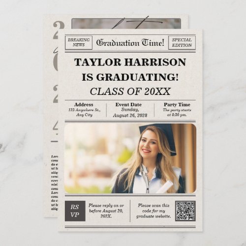 Class of 2024 Newspaper Graduation Invitation
