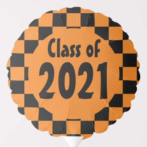 Class of 2024 Orange Black Checkerboard Balloon