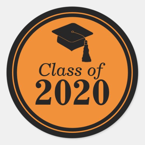 Class of 2024 Orange Black Graduation Classic Round Sticker