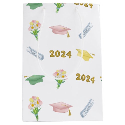 Class of 2024 Pastel Graduation Bouquet  Medium Gift Bag