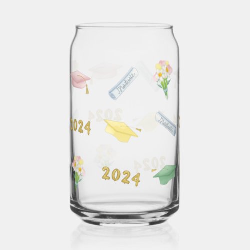 Class of 2024 Pastel Graduation Party Mocktail Can Glass