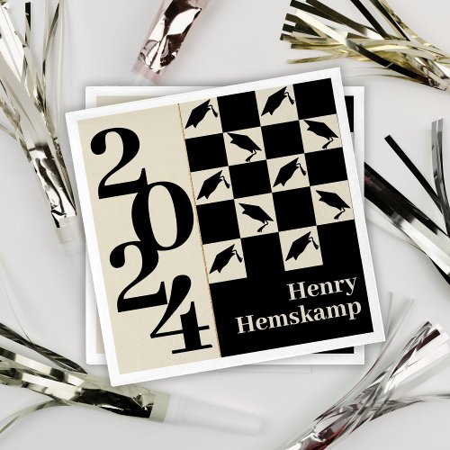 Class of 2024 Personalized Checkered Graduation Napkins