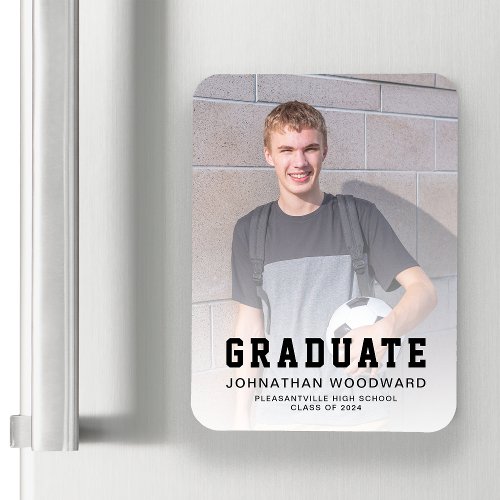 Class of 2024 Photo Black Graduation Announcement Magnet