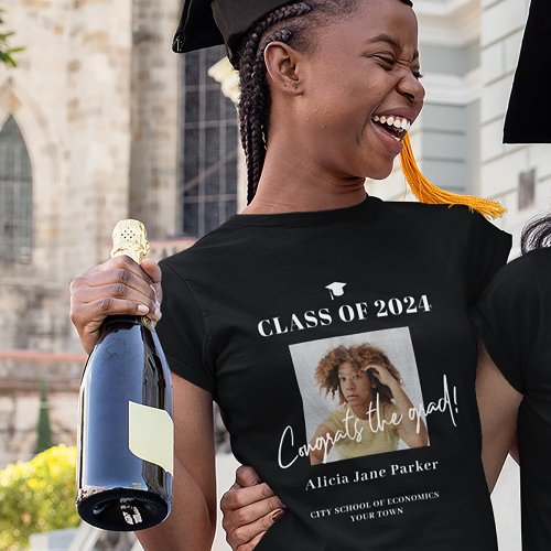 Class of 2024 photo graduate congrats grad script T_Shirt