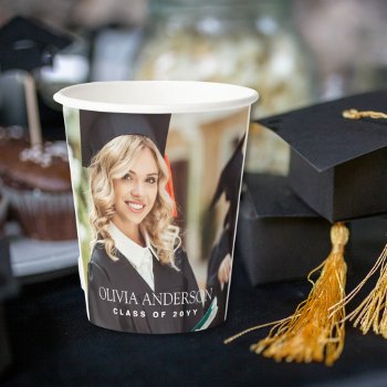 Class Of 2024 Photo Graduation Paper Cups by Hot_Foil_Creations at Zazzle
