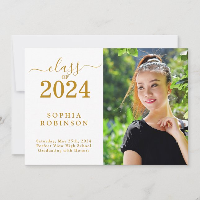 Class of 2024 Photo Simple Graduation Announcement (Front)