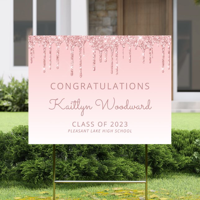 Class of 2024 Pink Glitter Drip Graduation Sign (Creator Uploaded)
