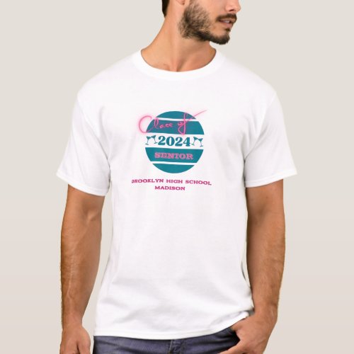 Class of 2024 pink teal white T_Shirt