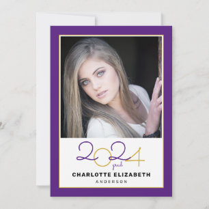 Class of 2024 Purple 2 Photo Graduation Invitation