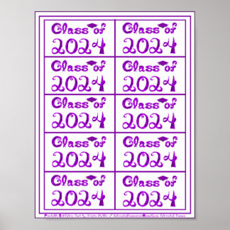 Class of 2024 Purple Glitter Shiny Fabric Font Tag Poster