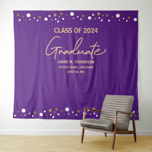 Class of 2024 Purple Gold backdrop graduation
