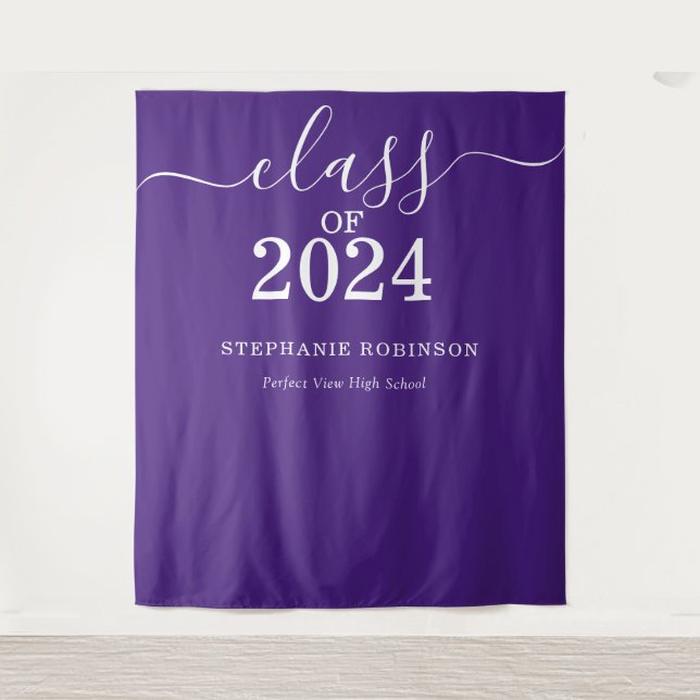 Class of 2024 Purple Graduation Backdrop Prop (Front)