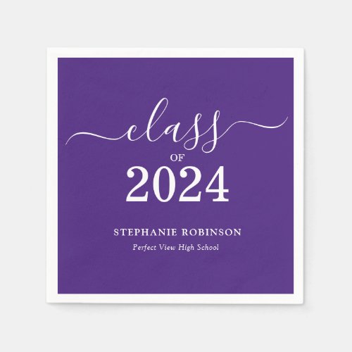 Class of 2024 Purple Graduation Party Napkins