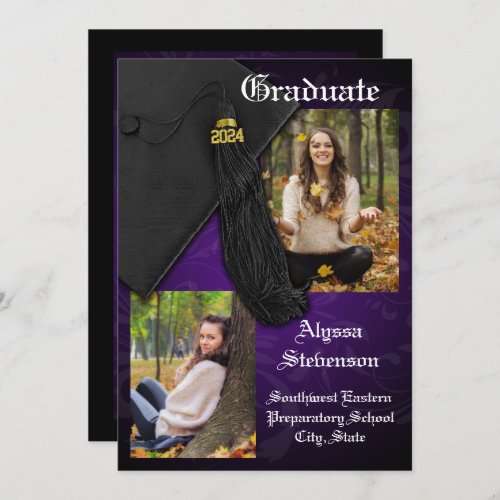 Class of 2024 Purple Tassel Dignified Graduation Invitation