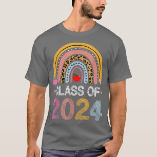 Class Of 2024 Rainbow Leopard Graduate PreK Kinder T-Shirt