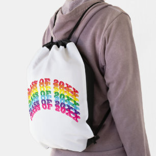 Class of 2024 rainbow modern typography graduation drawstring bag
