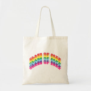 Class of 2024 rainbow modern typography graduation tote bag