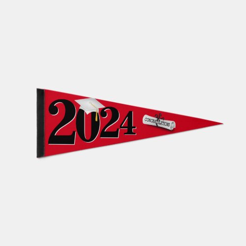 Class of 2024 Red and Black  Pennant Flag