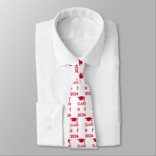 Class of 2024 - Red and White Graduation Neck Tie