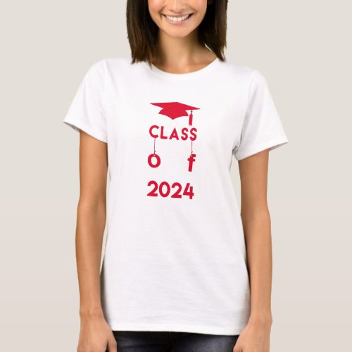 Class of 2024  _ Red and White Graduation T_Shirt