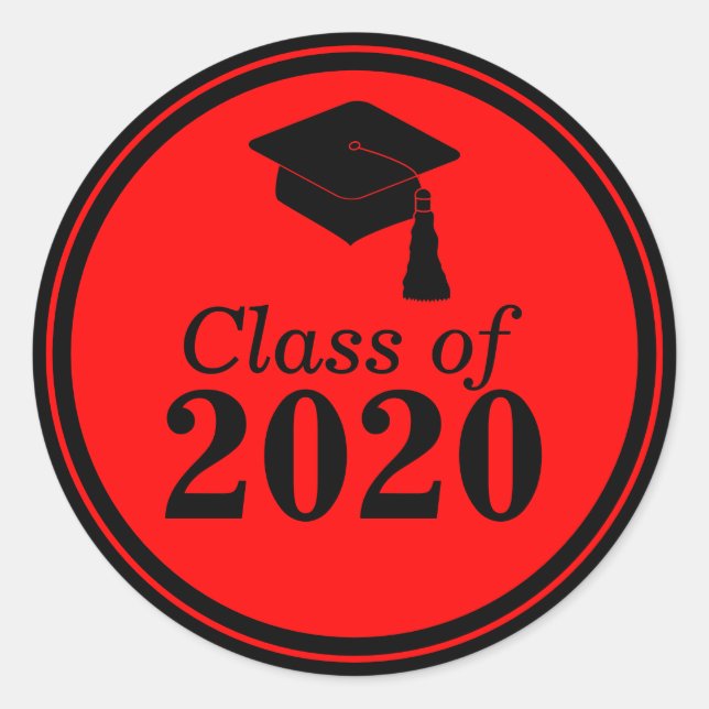 Class of 2024 Red Black Graduation Classic Round Sticker (Front)